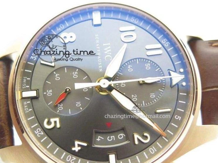 MIROTIME 0208 Pilot Chrono RG 3878 ZF Best Edition Grey Dial On Brown Leather Strap A UrbanChic 7330